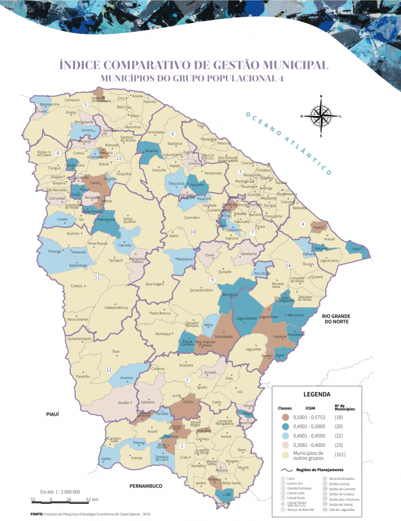 Mapa dos municípios do grupo populacional 4 do Índice comparativo de gestão municipal